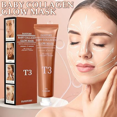 Korean T3 Baby Collagen Glow Skin Facial Mask.